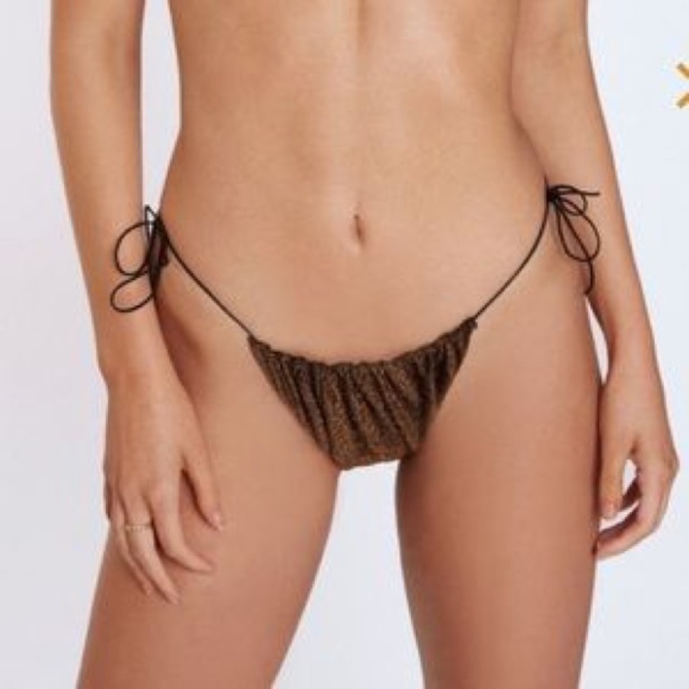 It’s Now Cool The Gathered Tie Pant Bikini in Copper Lurex NWT